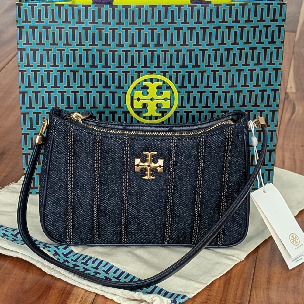 Tory Burch Kira Mini Denim Crossbody With Removable Strap Dust + Gift Bag Nwt ❤️